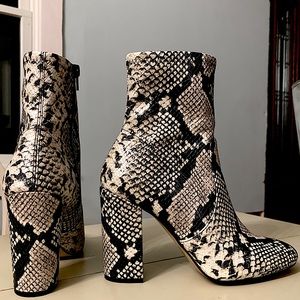 Snakeskin Aldo Block Heeled Ankle Boot